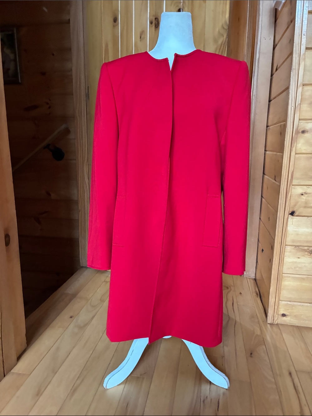 Long line bright red dressy jacket